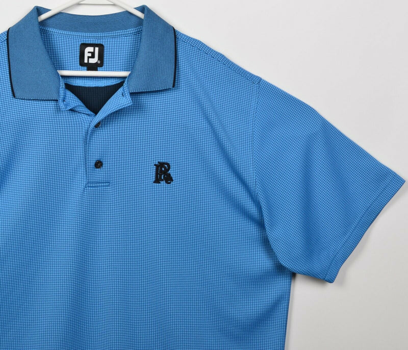FootJoy Men's XL Blue Check FJ Golf Polyester Wicking Performance Polo Shirt