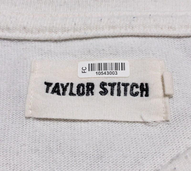 Taylor Stitch Henley Shirt Men's 42 (Large) Solid White 3-Button Long Sleeve