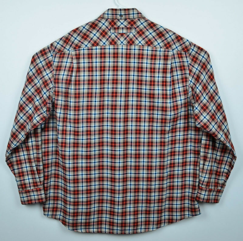 Duluth Trading Co Men's 2XLT Cotton Poly Orange Plaid Button-Down Flannel Shirt
