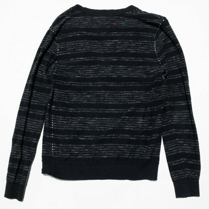 Converse Cardigan Women's Medium Black Canvas Sweater Black Gray Striped