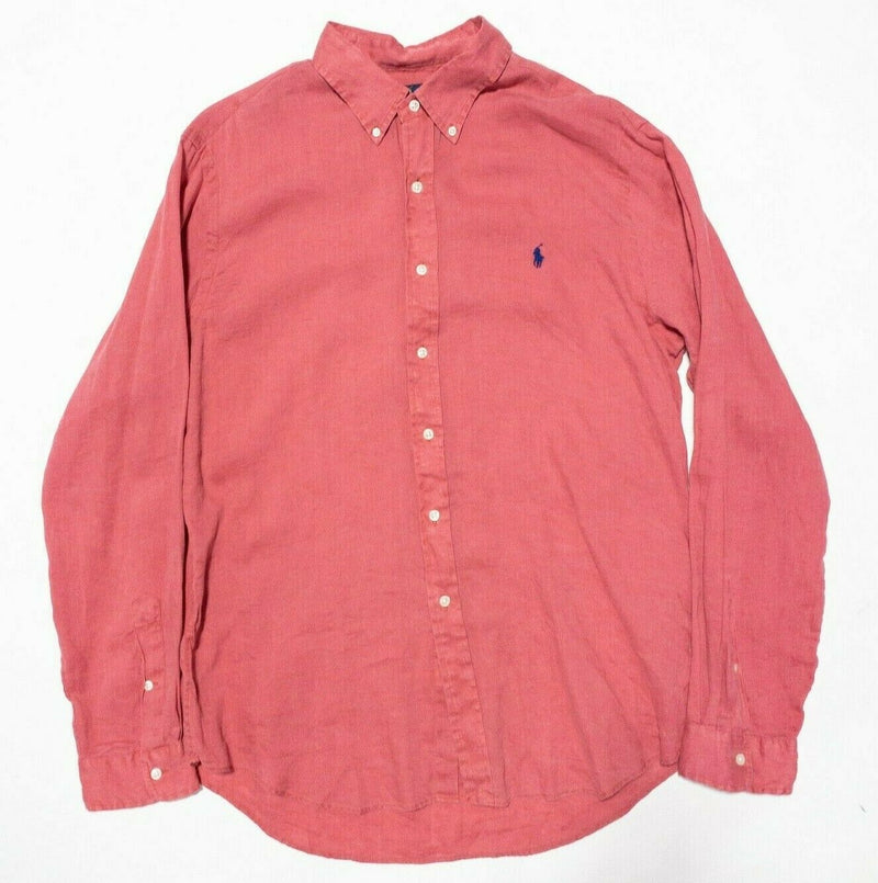 Polo Ralph Lauren Ocean Wash Linen Button-Down Shirt Pink/Red Preppy Men's XL