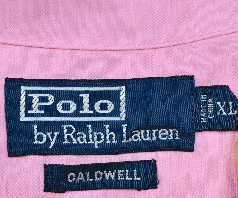 Polo Ralph Lauren Men's XL Solid Pink Silk Linen Blend Caldwell Camp Shirt