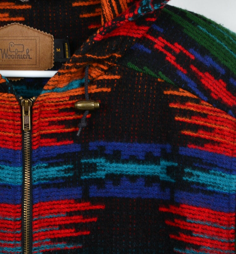 Vintage 80s Woolrich Men's Medium Aztec Navajo Southwest Blanket Hooded Jacket