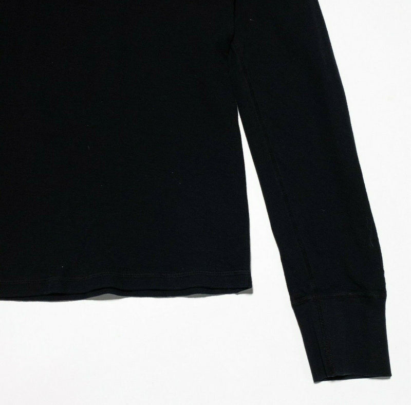 Barneys New York Henley Men's XS 5-Button Shirt Long Sleeve Solid Black USA Made