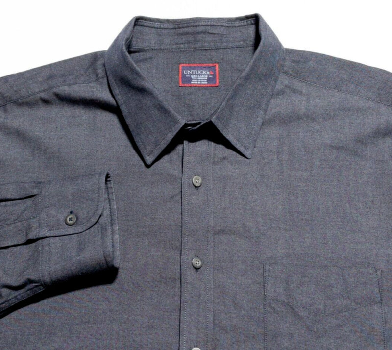 UNTUCKit Shirt Men's 3XL Tall Long Sleeve Button-Front Dark Gray 3XLT Regular