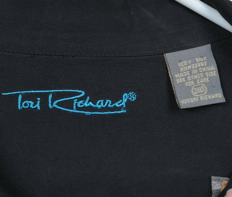 Tori Richard Men's 2XLT 100% Silk Embroidered Drinks Cocktail Bar Hawaiian Shirt