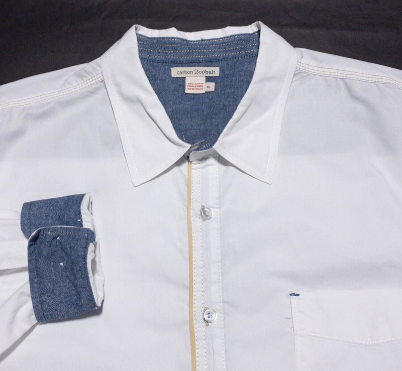 Carbon 2 Cobalt Shirt Men's XL Long Sleeve White Flip Cuff Button-Front Casual