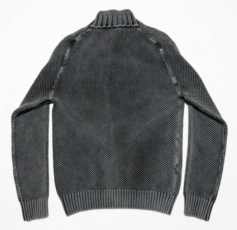 Carbon 2 Cobalt Sweater Men's Small 1/4 Zip Heavy Knit Distressed Gray Pullover