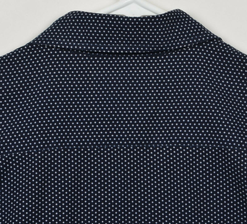 Rodd & Gunn Men's Sz Medium Original Fit Polka Dot Navy Blue Button-Front Shirt