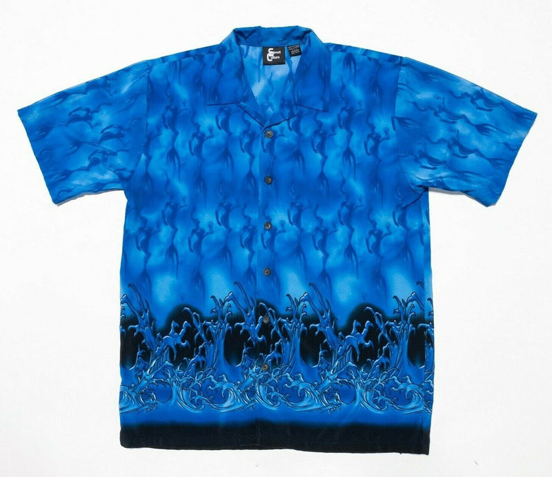 Street Culture Shirt Medium Men's Water Graphic Print Polyester Vintage 90s Y2K
