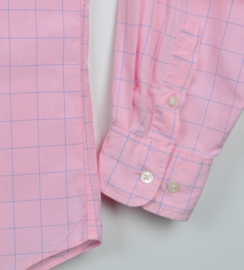 Vtg Faconnable Men's Sz XL Pink Plaid Albert Goldberg USA Long Sleeve Shirt