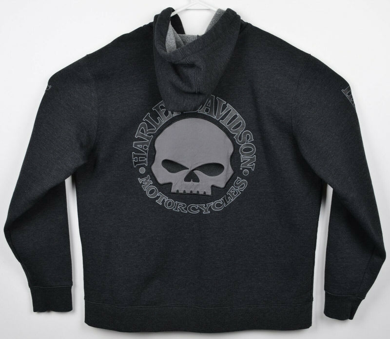 Harley-Davidson Men's XL Willie G Skull Full Zip Gray Biker Hoodie Sweatshirt