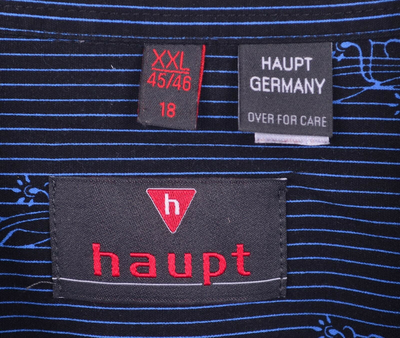 Haupt Germany Men's Sz 2XL Blue Striped Graphic Long Sleeve Shirt