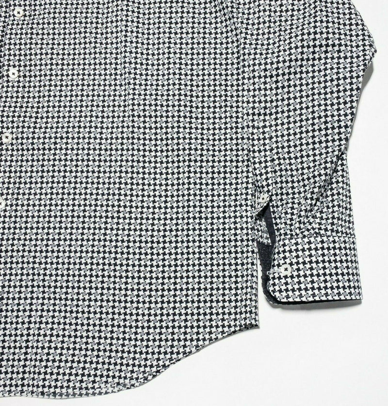 BUGATCHI Flip Cuff Black White Geometric Monochrome Shirt Men's 2XL?