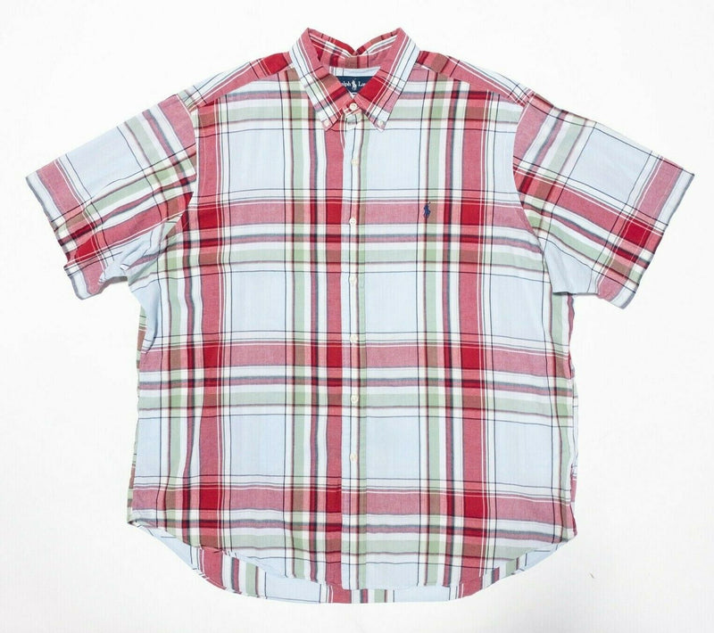 Polo Ralph Lauren Classic Fit XXL Shirt Mens Red Plaid Short Sleeve Button-Down