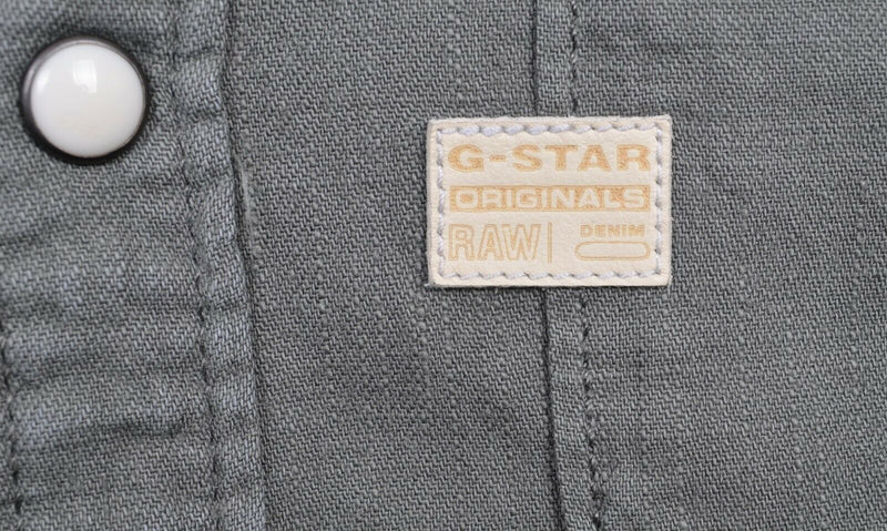 G-Star Raw Men's XS Pearl Snap Solid Green/Gray Western Rockabilly Landoh Shirt