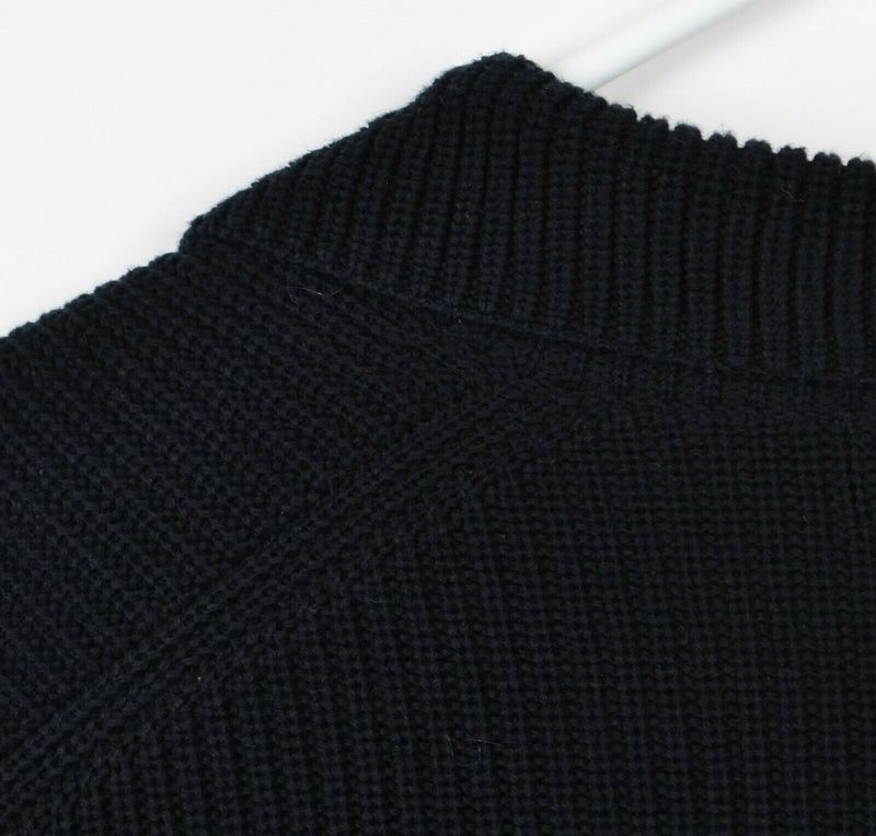 Polo Ralph Lauren Men's Large Black Ribbed Double-Breasted Cardigan Sweater