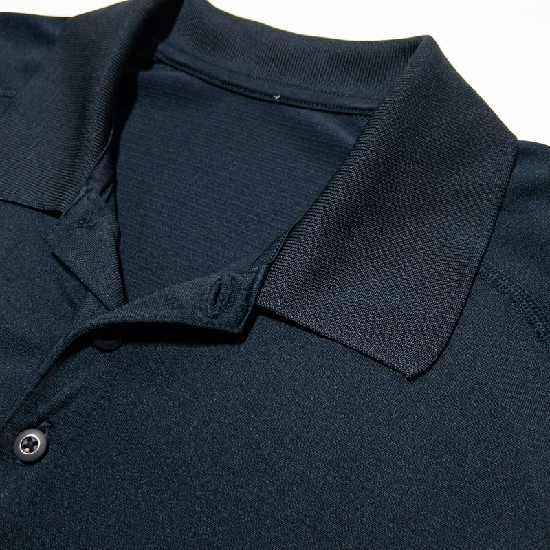 Lululemon Polo Large Men's Shirt Solid Navy Blue Athleisure Wicking Metal Vent