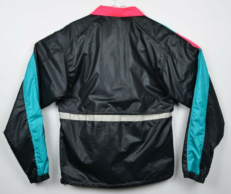 Vtg Pearl Izumi Men's Large Black Neon Pink Reflective Full Zip Cycling Jacket