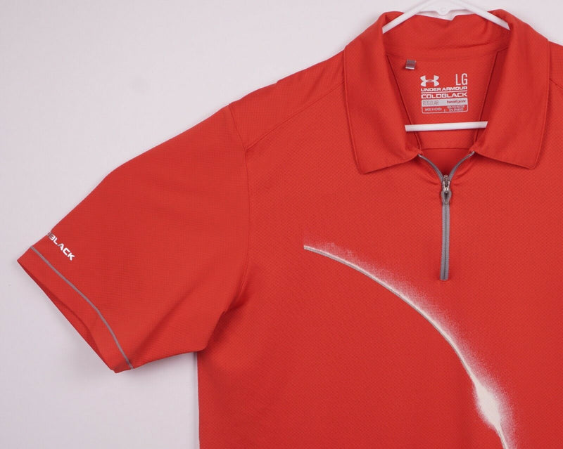 Under Armour Coldblack Men's Sz Large Red Space 1/4 Zip HeatGear Polo Golf Shirt