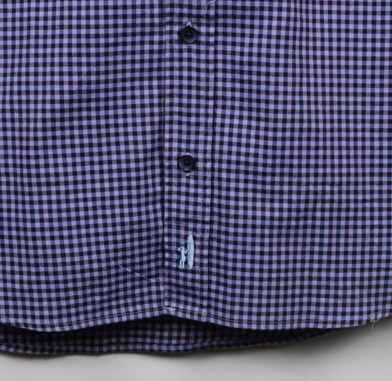 Johnnie-O Men's Sz XL Purple Black Gingham Check Plaid Button-Down Shirt