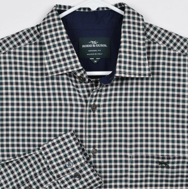 Rodd & Gunn Men's Medium Original Fit Green Black Plaid Check Long Sleeve Shirt