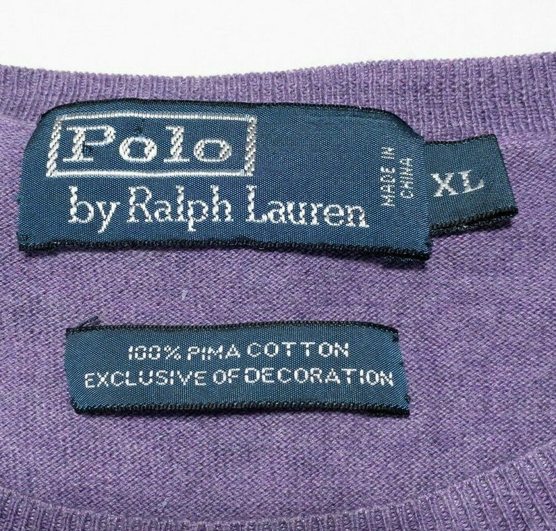 Polo Ralph Lauren Crewneck Sweater Purple Lightweight Pima Cotton Men's XL