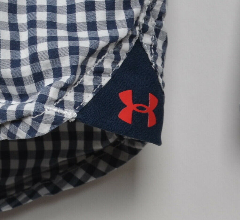 Under Armour Men's 2XL Navy Blue Gingham Check Flip Cuff Wicking Shirt