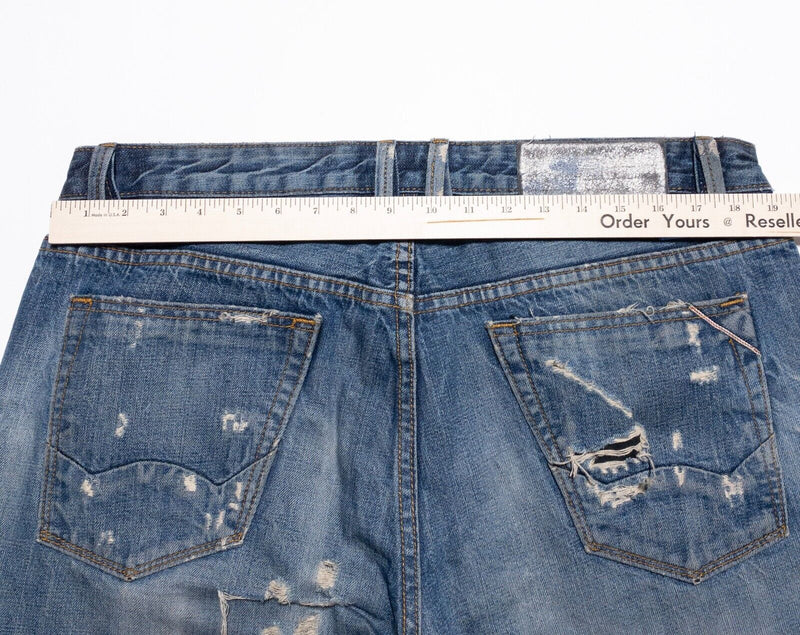 Cult Of Individuality Jeans Men's 36x34 Japanese Denim Rebel Straight Distressed
