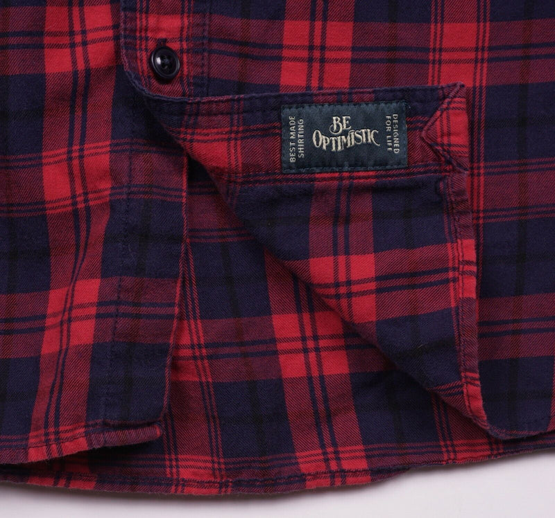 Best Made Co. Men's Large Red Navy Blue Plaid Axe Tag Elbow Pad Button Shirt