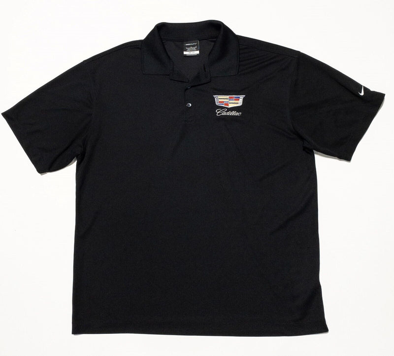 Cadillac Nike Golf Polo Large Men's Shirt Solid Black Dri-Fit Wicking Cars Auto