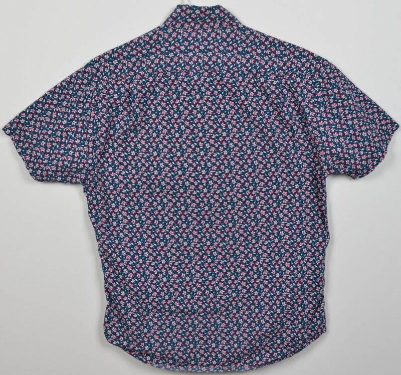 Bonobos Men's Small Standard Fit Floral Navy Blue Pink S/S Button-Down Shirt