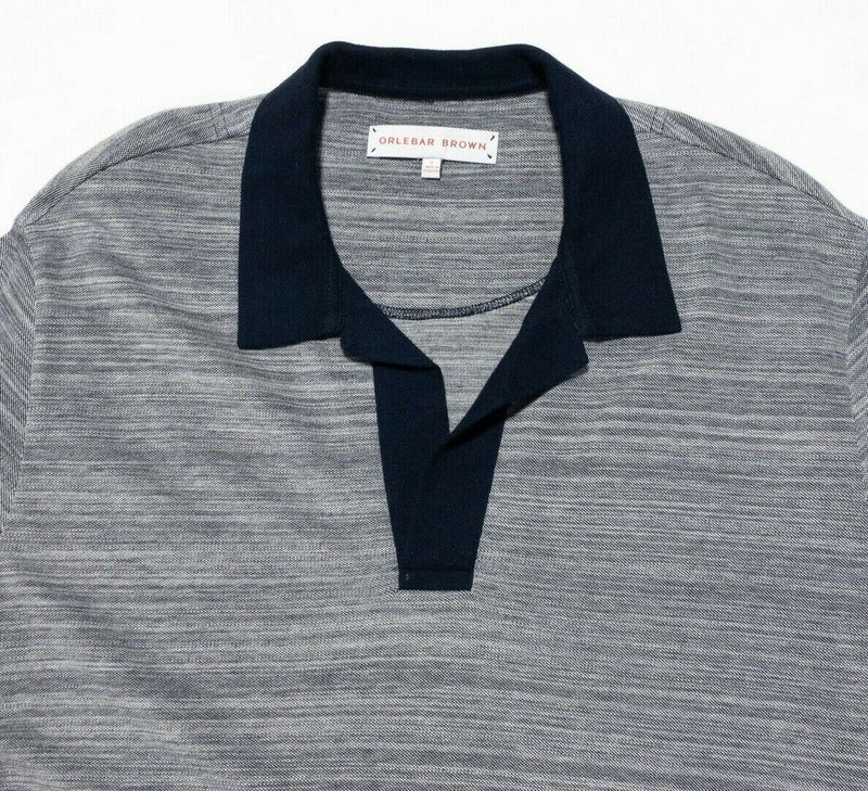 Orlebar Brown Polo Shirt Men's Large Short Sleeve Designer Navy Blue Gray