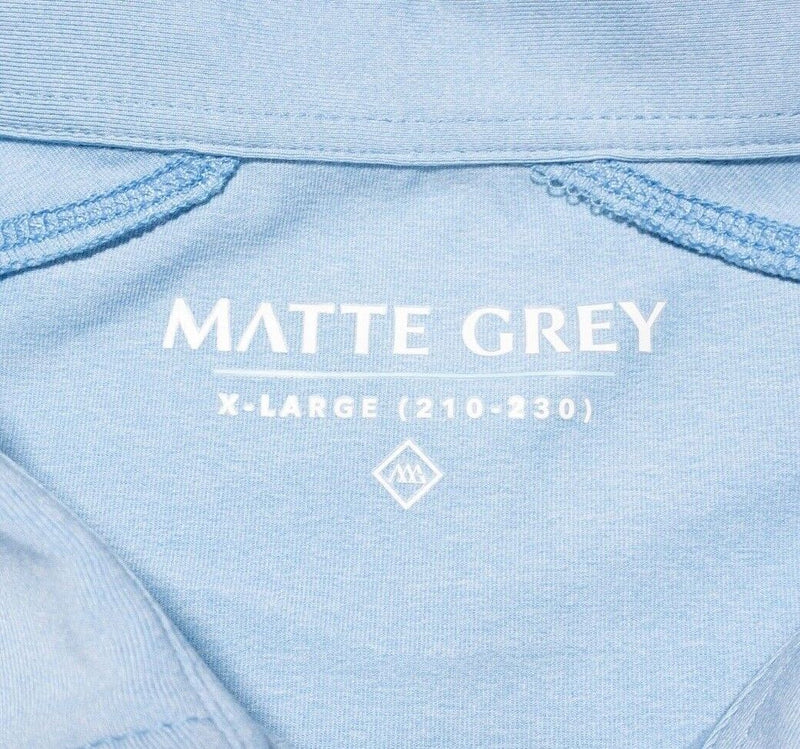Matte Grey Golf Polo XL Men's Solid Blue Haus of Grey Wicking Captain Heather
