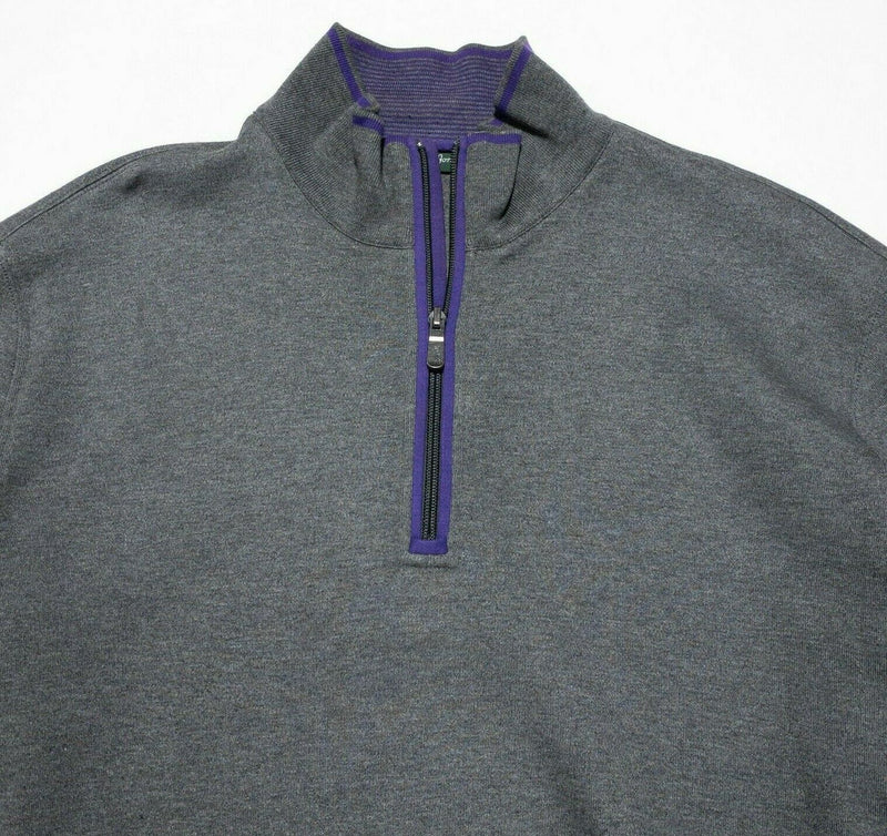 Bobby Jones 1/4 Zip Pullover Sweater Golf Gray Purple Pima Cotton Men's Large