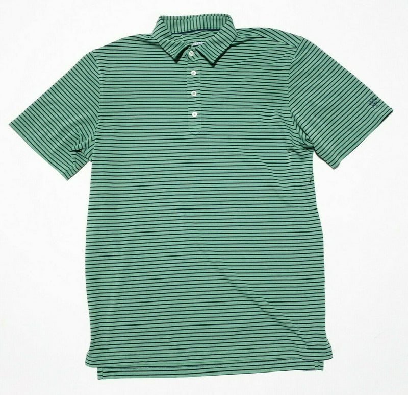 johnnie-O Large Polo Men's Shirt Prep-Formance Golf Wicking Green Striped