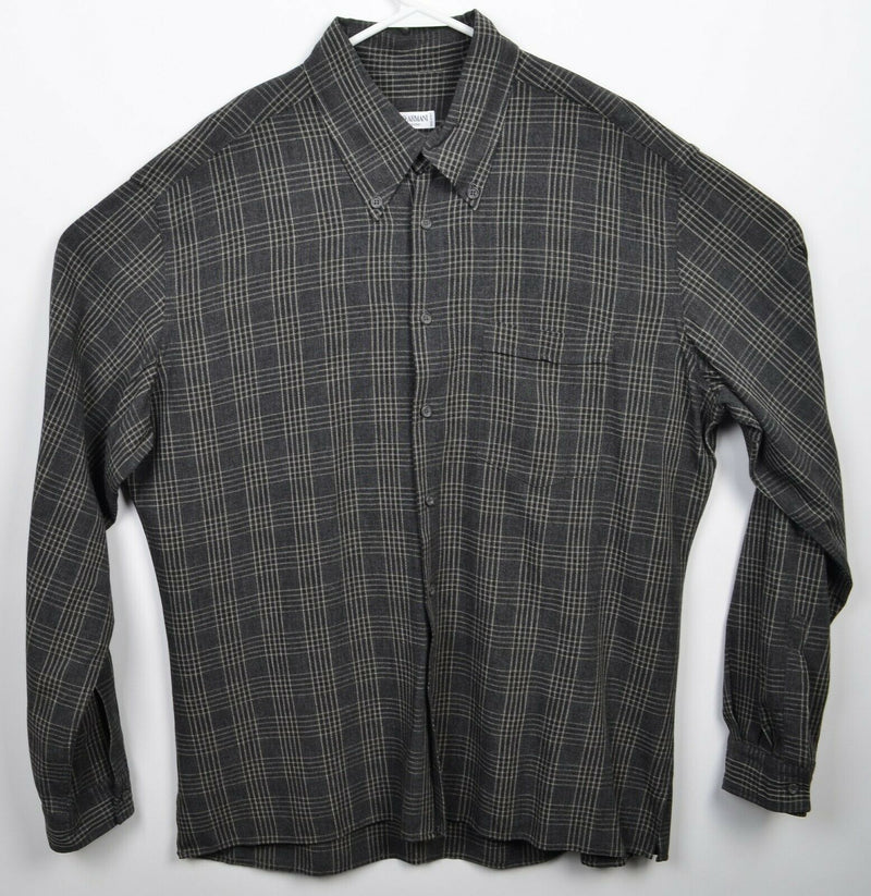 Giorgio Armani Le Collezioni Men's 17.5/44 (XL) Gray Plaid Viscose Italy Shirt