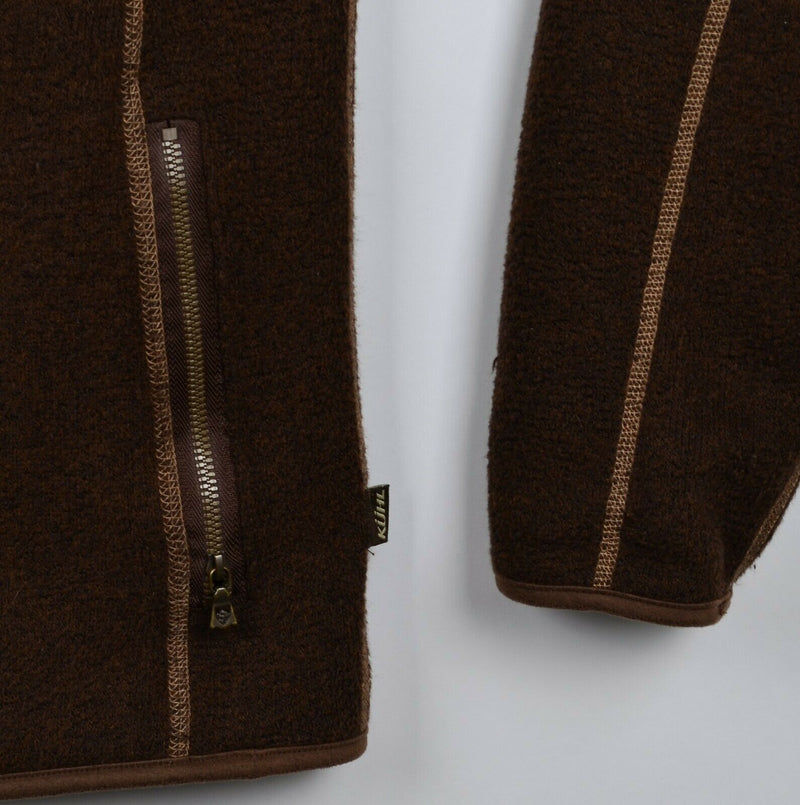 Kuhl Men's Sz Large Alfpaca Fleece Brown Thumbholes Collared Full Zip Jacket