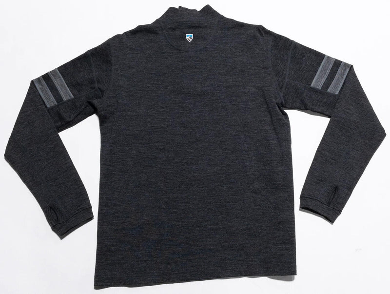 Kuhl Sweater Mens Large Team 1/4 Zip Pullover Merino Wool Dark Gray Outdoor 3015