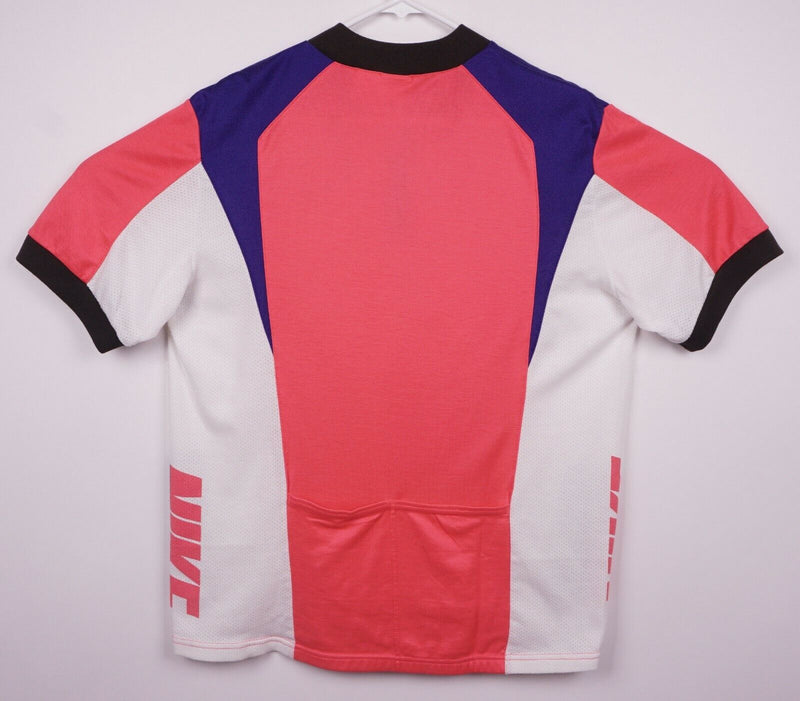 Vintage 90s Nike Men's XL Pink White Spell Out Bicycle Cycling Jersey Gray Tag