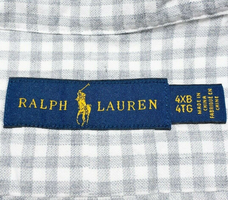 Polo Ralph Lauren 4XB Long Sleeve Men's Shirt Gray Check Button-Down Pony