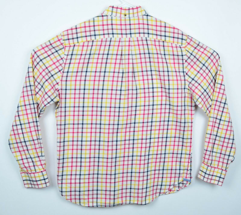 Bonobos Men's Sz Large Standard Fit Yellow Red Blue Windowpane Plaid Shirt