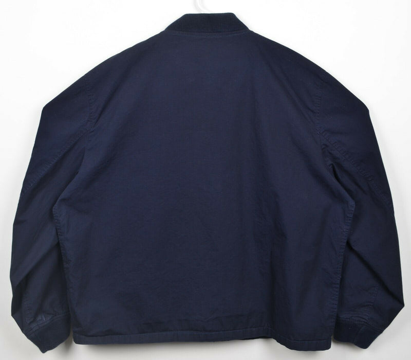 J. Crew Men’s 2XL Solid Navy Blue Full Zip Band Collar Outerwear Bomber Jacket