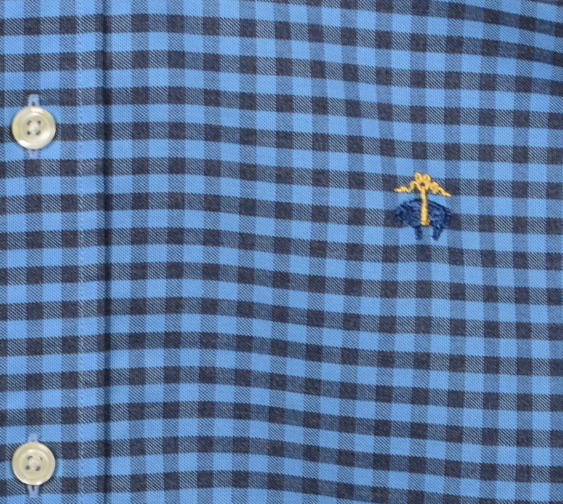 Brooks Brothers Men's Medium Flip Cuff Non-Iron Blue Check Button-Down Shirt