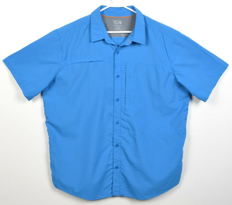 Mountain Hardwear Men's XL Vented Solid Blue Hiking Travel Button-Front Shirt