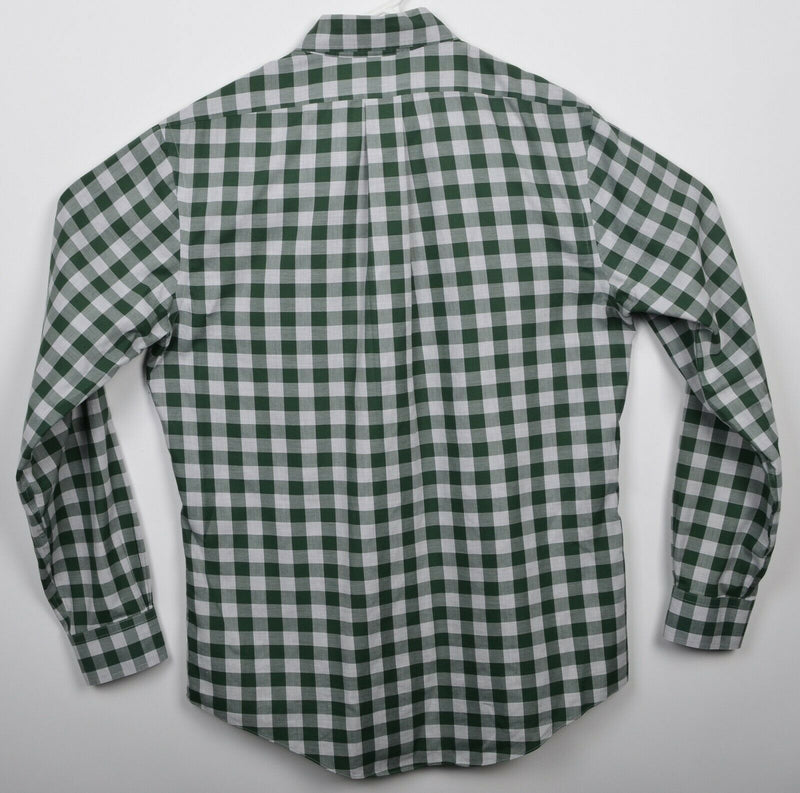 Brooks Brothers Men's Medium Green Gray Gingham Non-Iron Button-Down Shirt