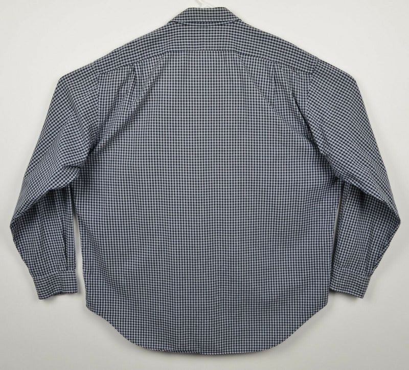 Vintage Polo Ralph Lauren Men's XL G.I. Shirt Navy Blue Gray Gingham Check Shirt
