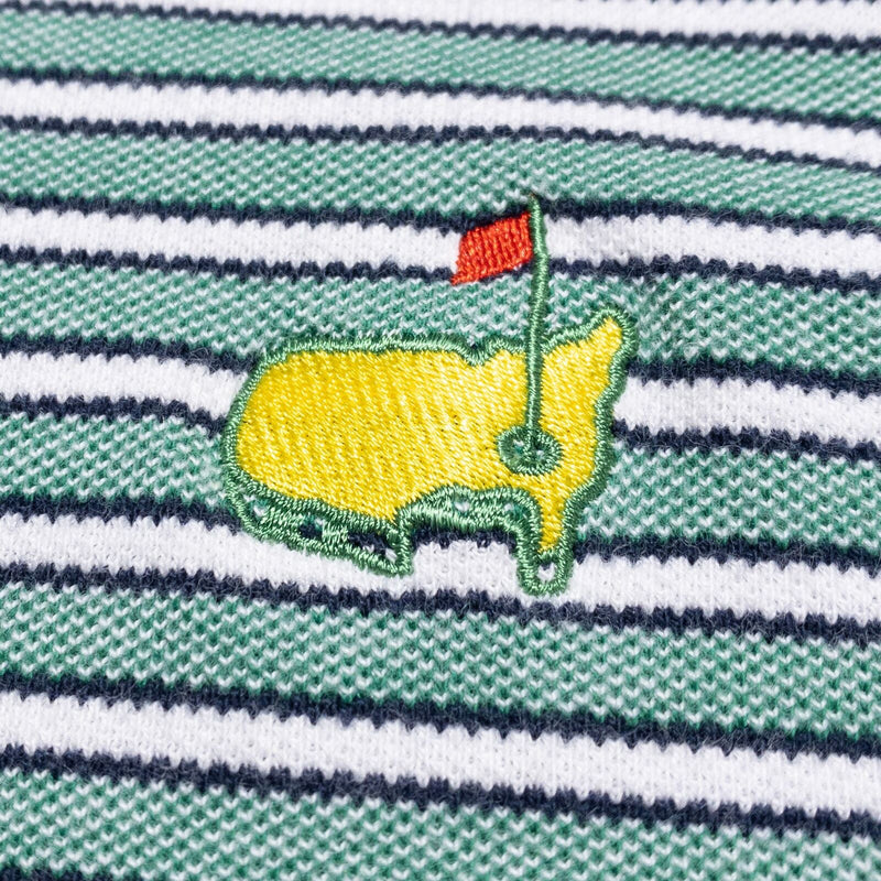 Masters Golf Shirt Men's Medium Augusta National Green Striped Vintage Polo