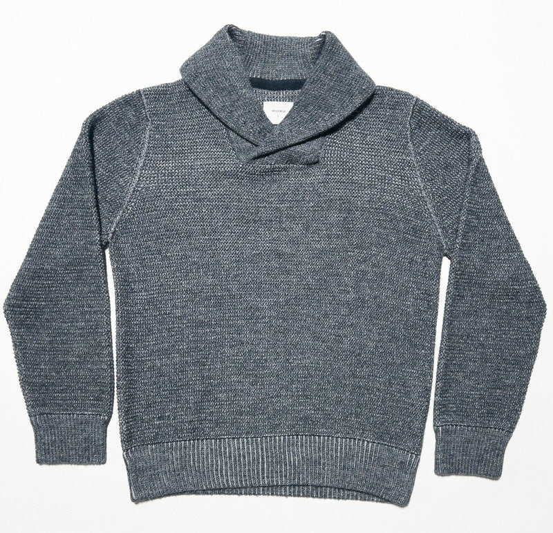 Billy Reid Men's Large Alpaca Wool Blend Shawl Collar Gray/Blue Knit Sweater