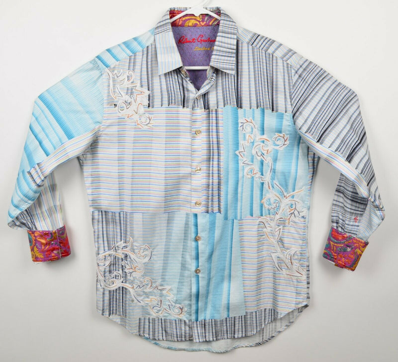 Robert Graham Limited Edition Men's Medium Flip Cuff Embroidered Geometric Shirt
